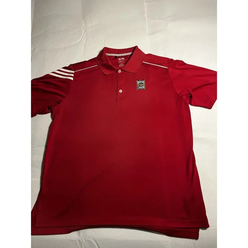 Adidas Brickyard Crossing Golf Polo Men’s XL Red Climacool 3 Stripe Indianapolis